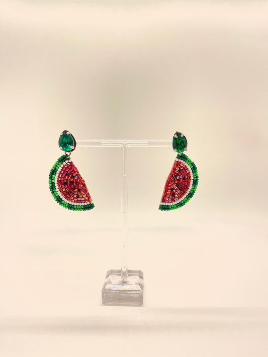 Beaded Jewel Watermelon Earrings