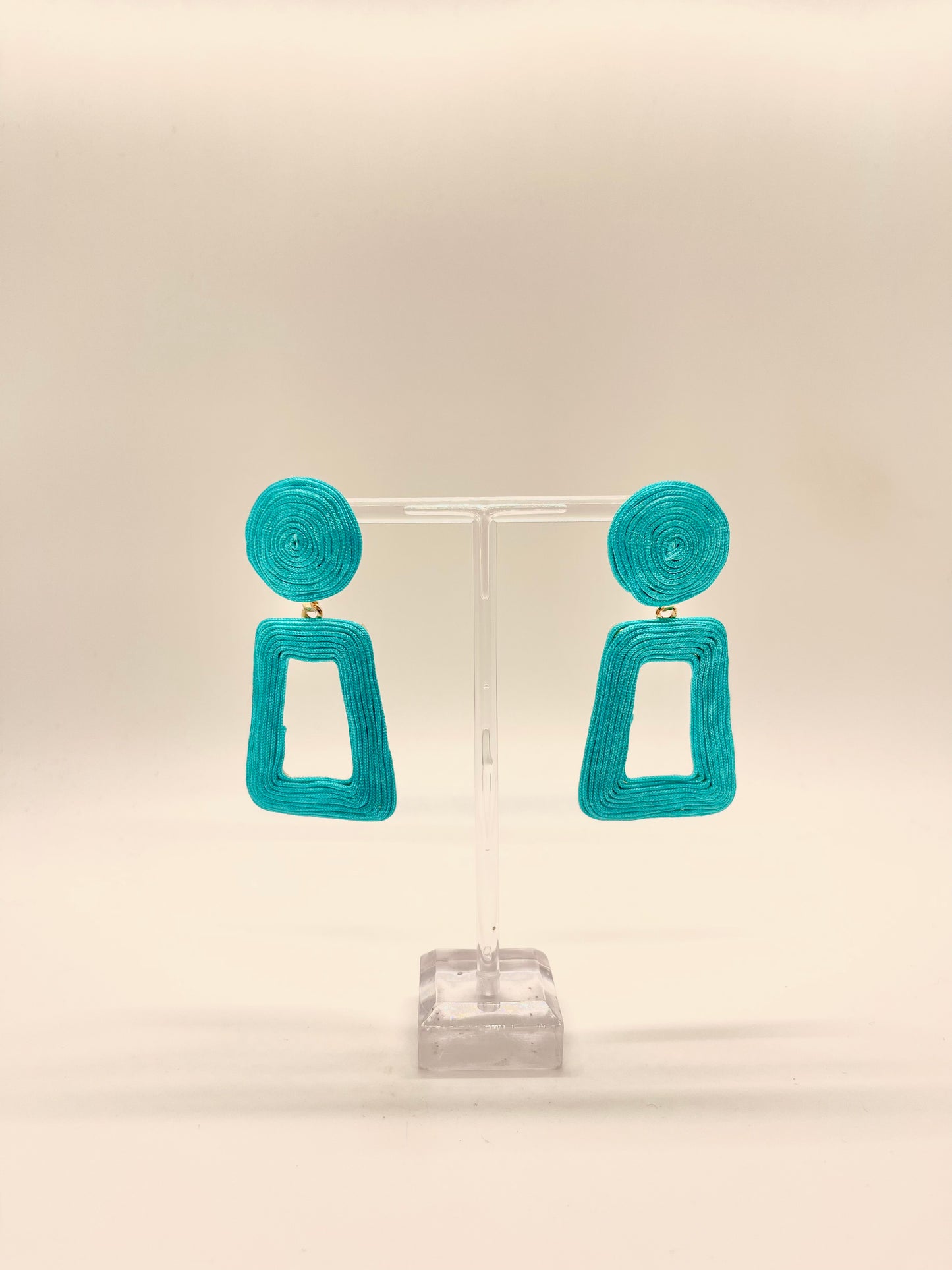 Electric Blue Open Rectangle Earrings