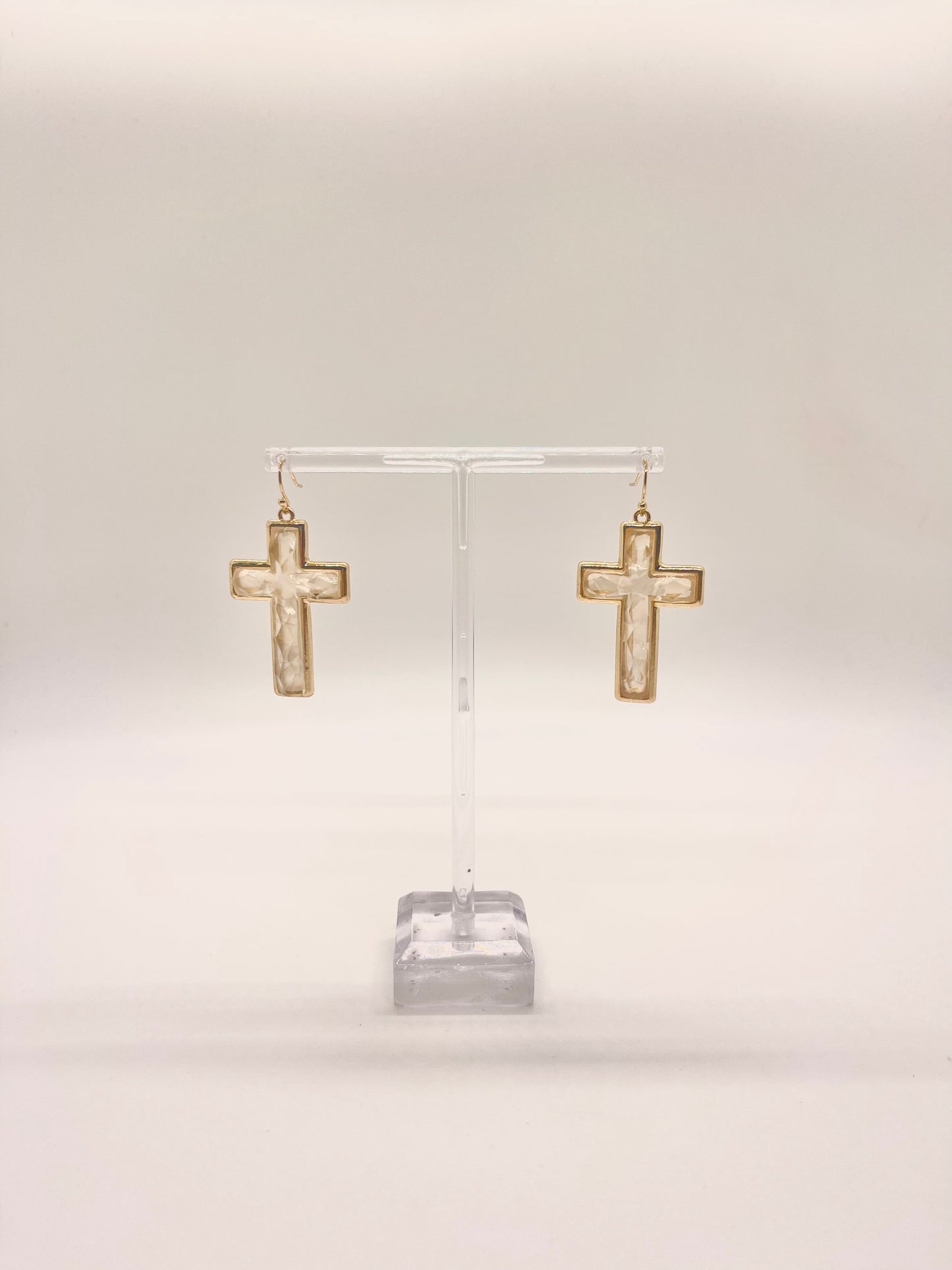 Frosted Cross Earrings