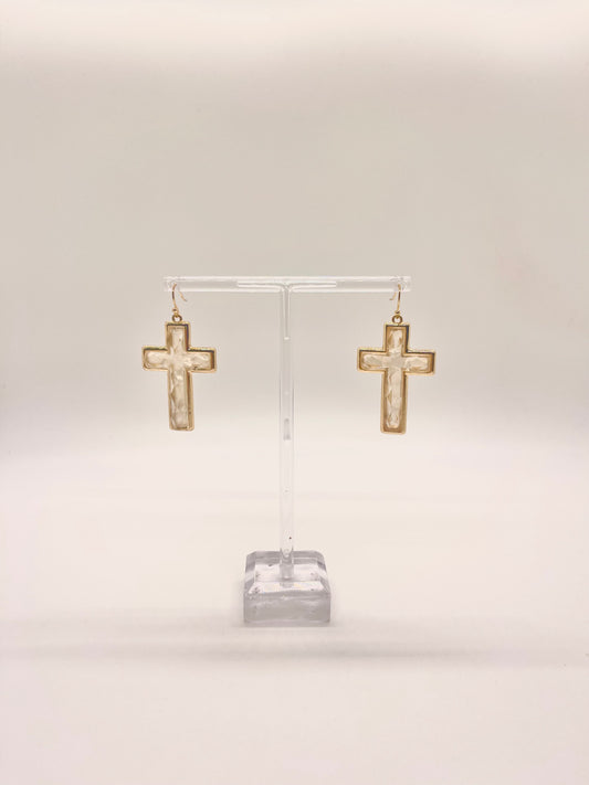 Frosted Cross Earrings