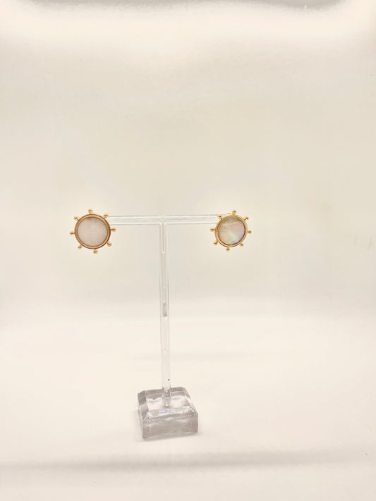 Mother of Pearl Studded Circle Earrings