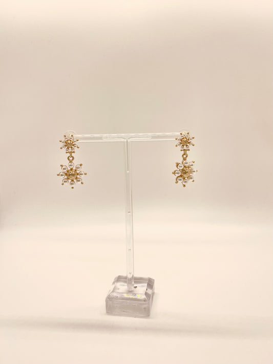 Double Daisy Pearl Earrings