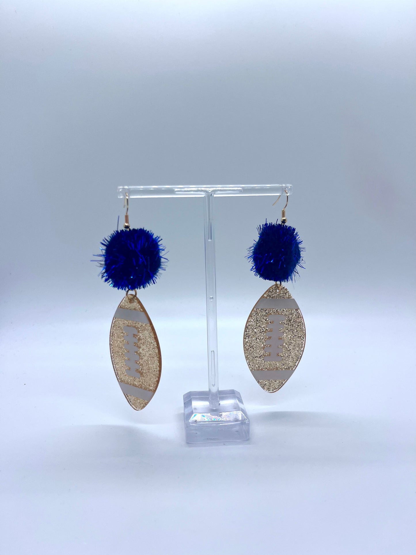 Sparkly Football Pom Earrings