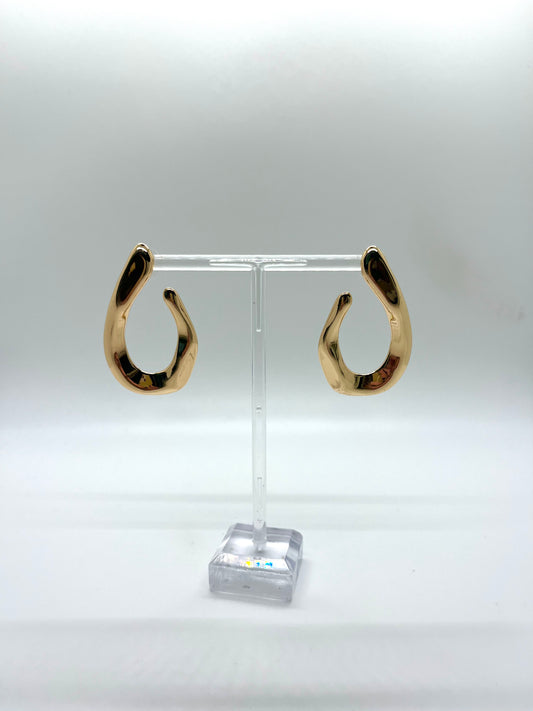 Gold Irregular Open Hoop Earrings