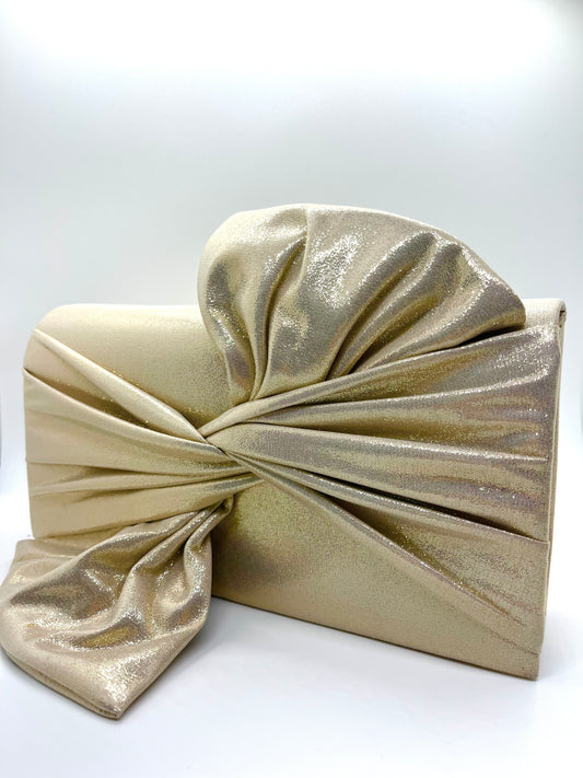 Big Bow Gold Clutch with Chain