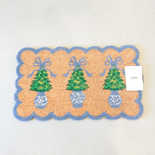 Scalloped Winter Pines Doormat