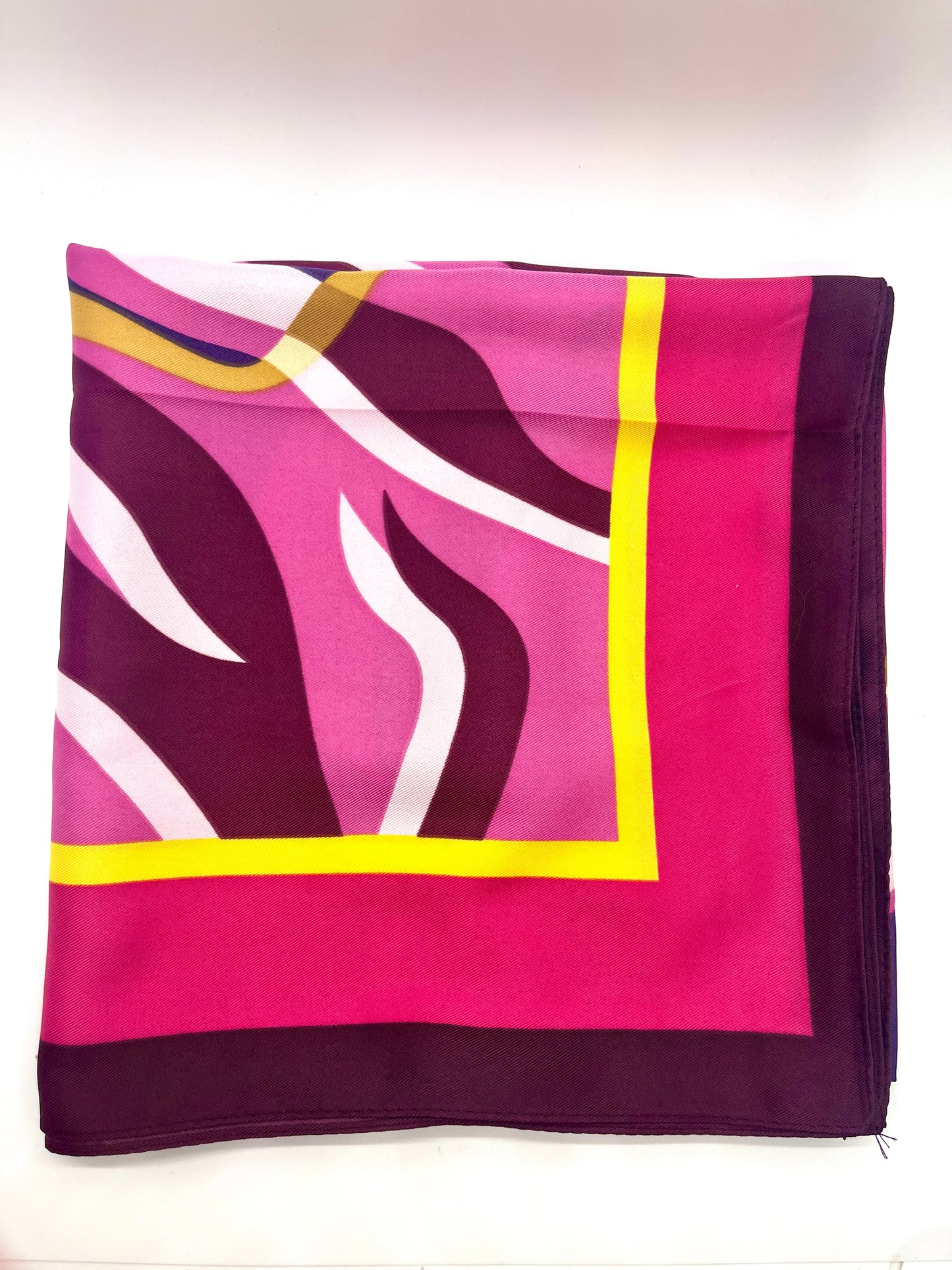 Purple Patterned Big Silk Scarf