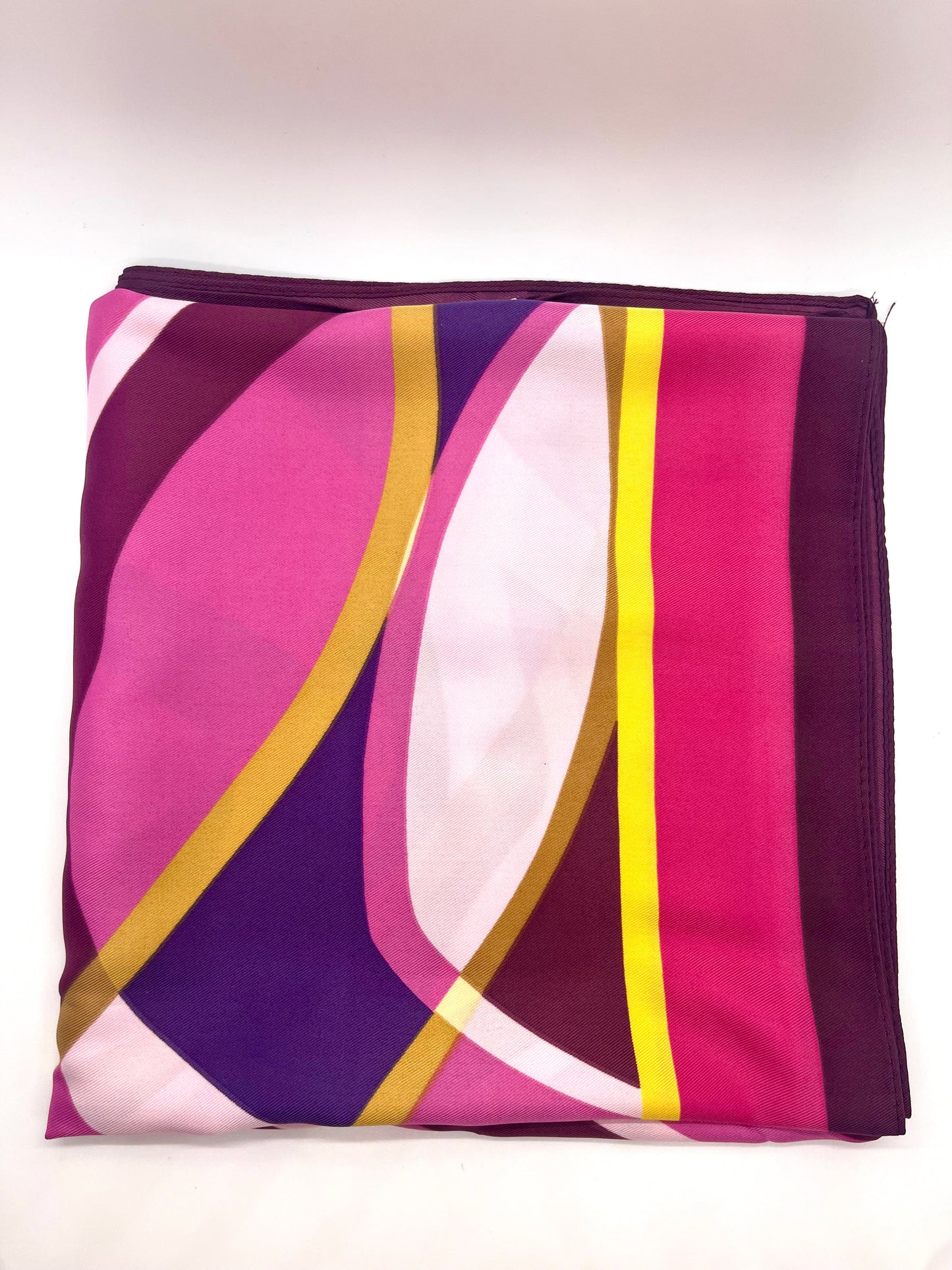 Purple Patterned Big Silk Scarf