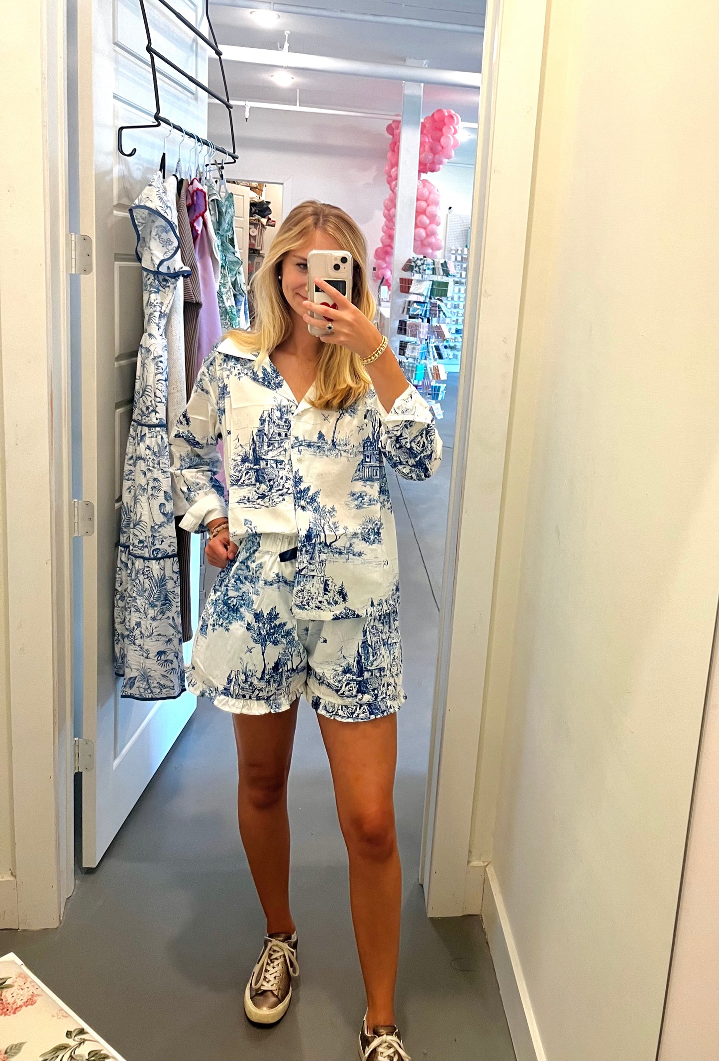 Colette Blue Toile Pajama Top