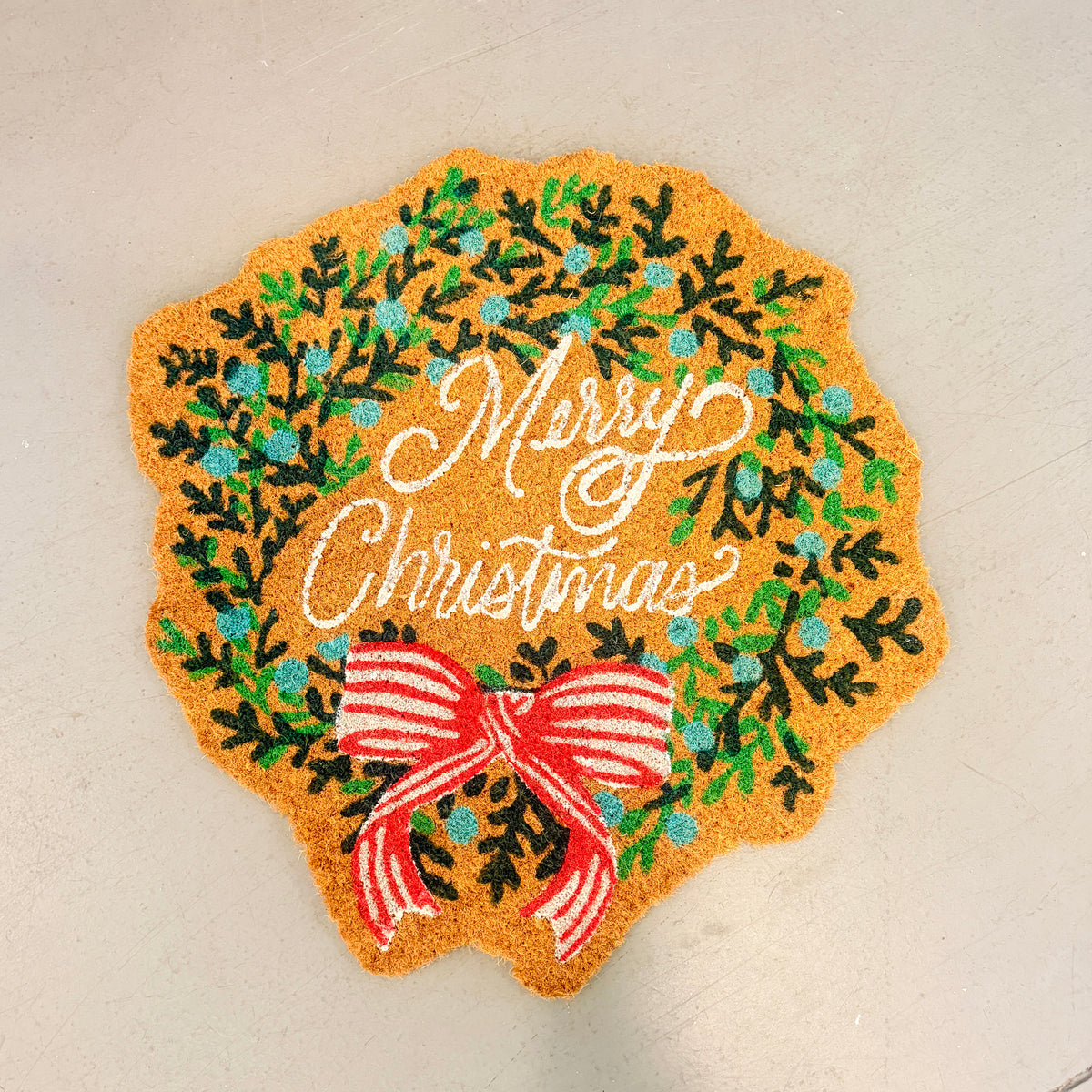 Merry Christmas Wreath Doormat