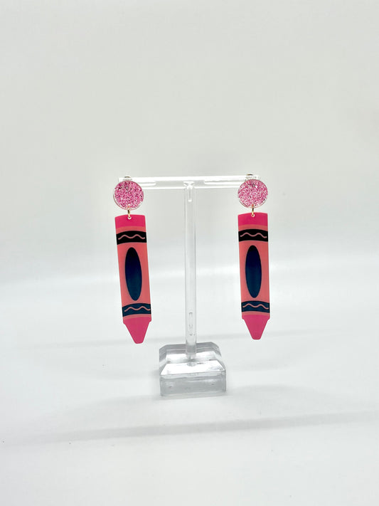 Pink Crayon Earrings