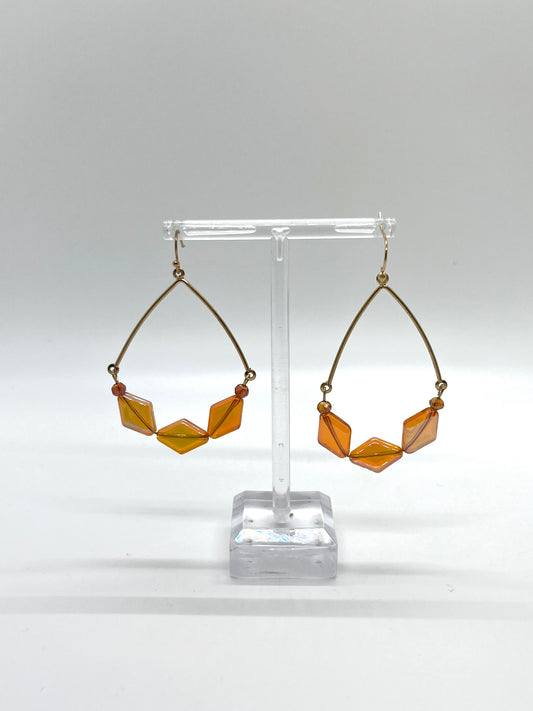 Iridescent Orange Dangle Earrings