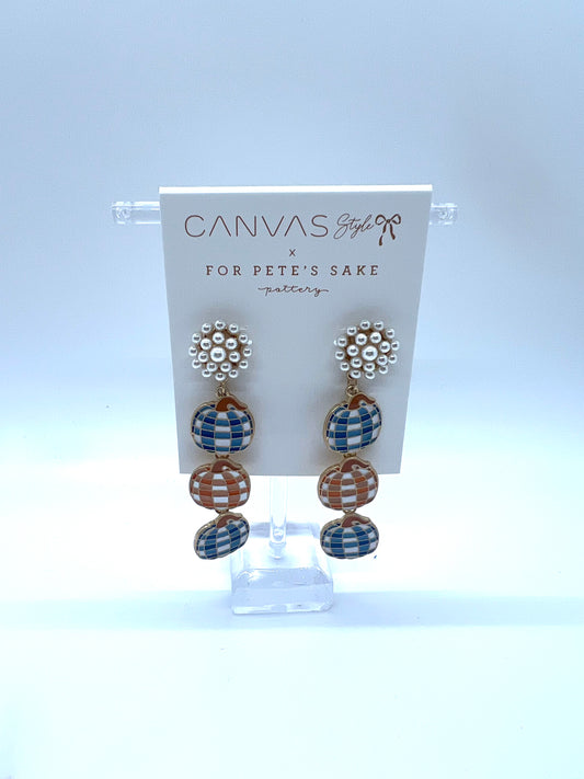 Canvas Gingham Pumpkin Earrings