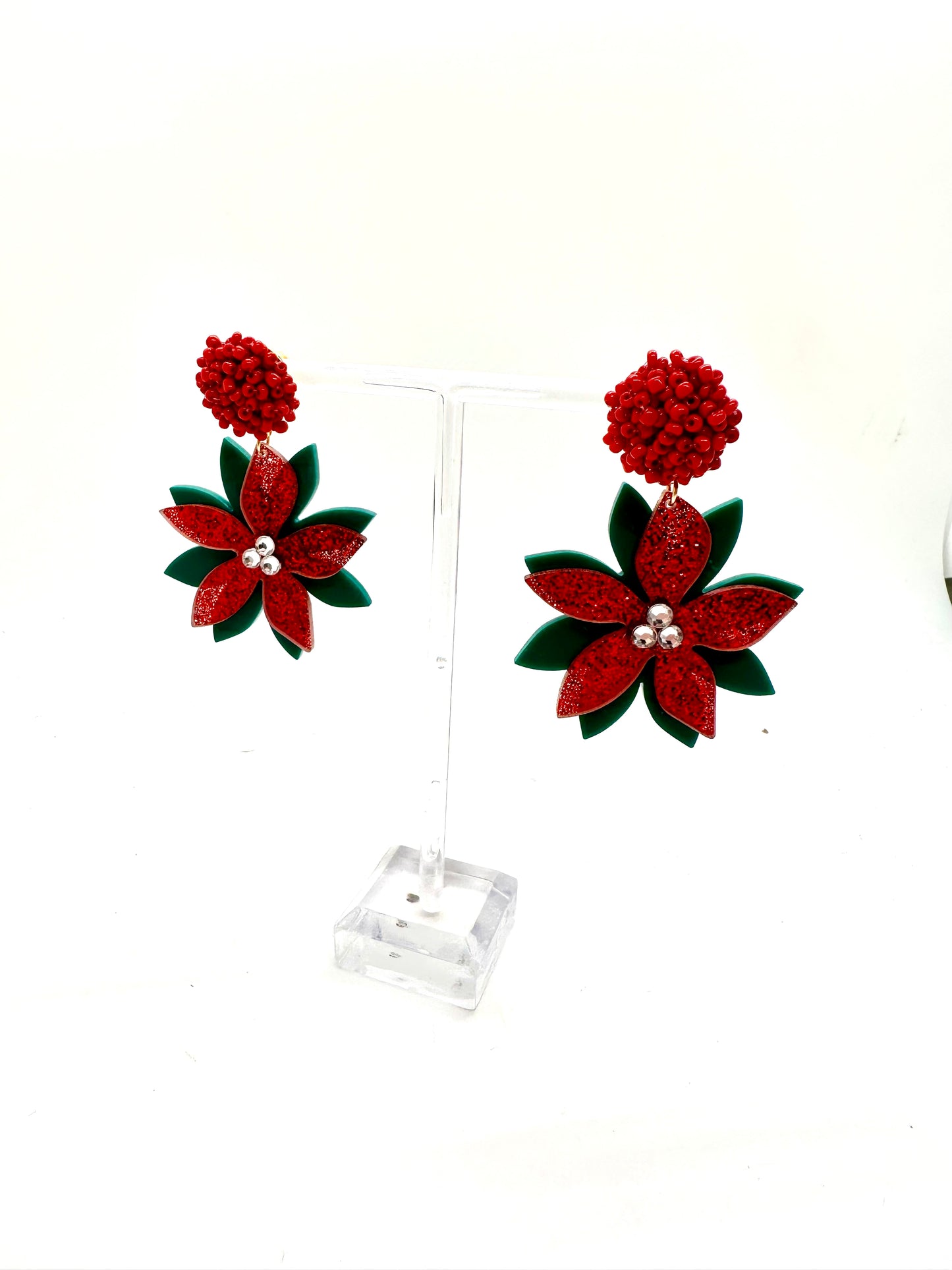Poinsettia Christmas Earrings