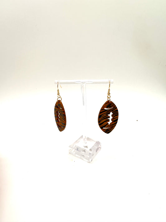 Tiger Stripe Football Acetate Earrings