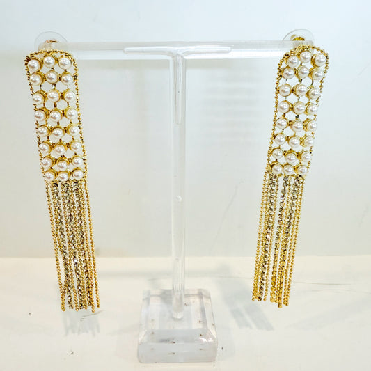 Pearl Diamond Drop Earrings
