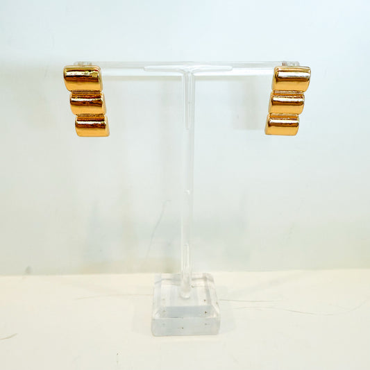Gold Textured Drop Earrings