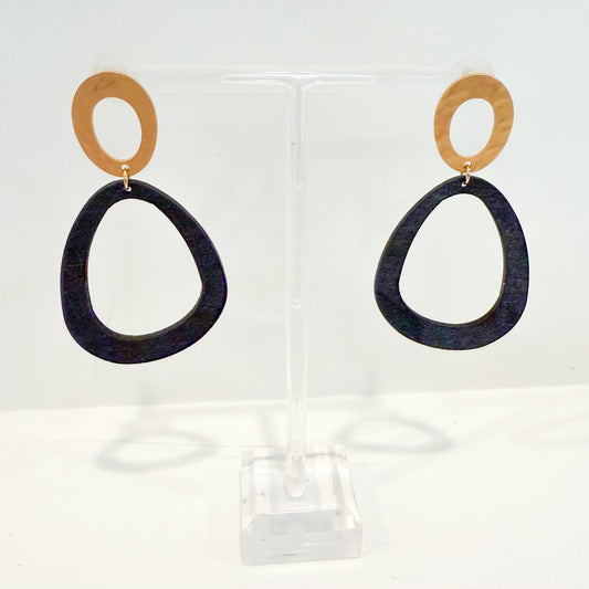 Black Drop Oval Earrings