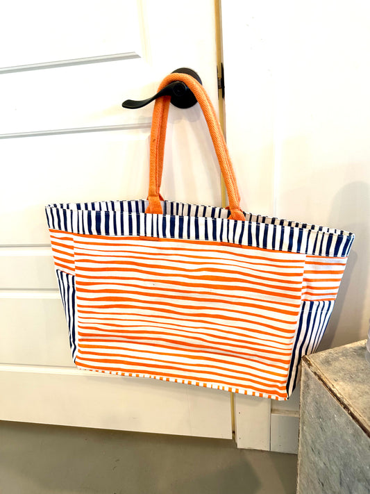 Stripe Durham Tote White/Orange/Blue