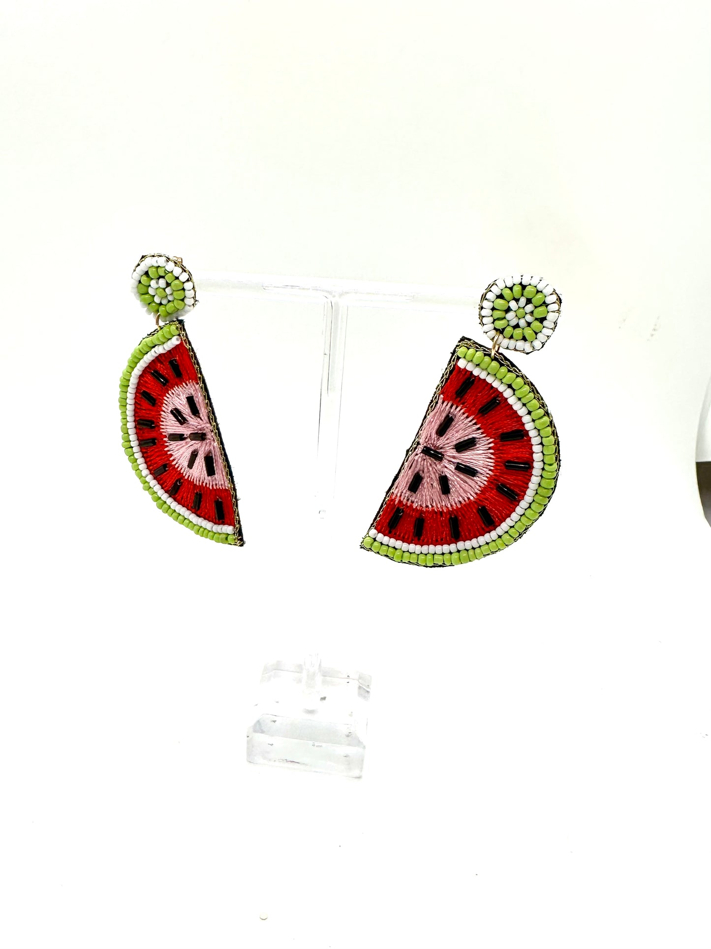 Beaded Watermelon Drop Earrings