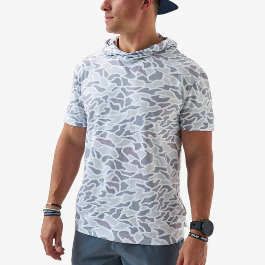 Burlebo Short Sleeve Performance Hoodie - White Camo