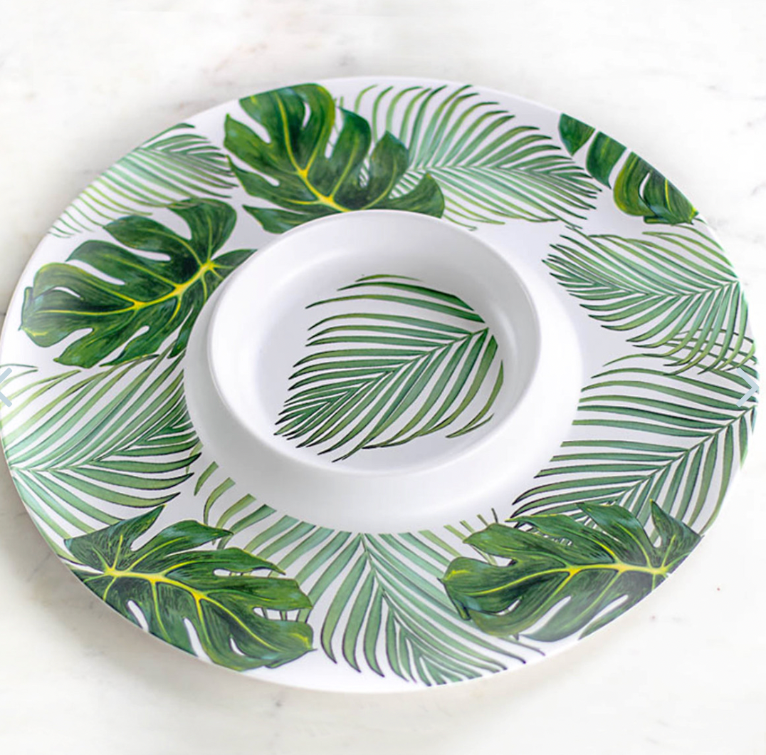 Tobago Palm Melamine Chip and Dip Plater