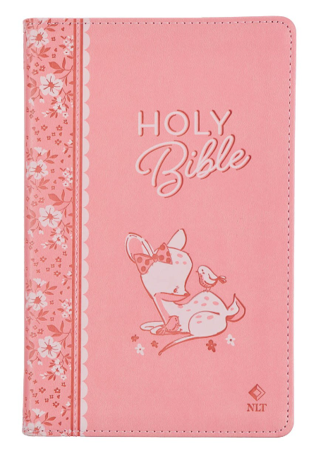 Pink Faux Leather NLT Baby Keepsake Bible for Girls