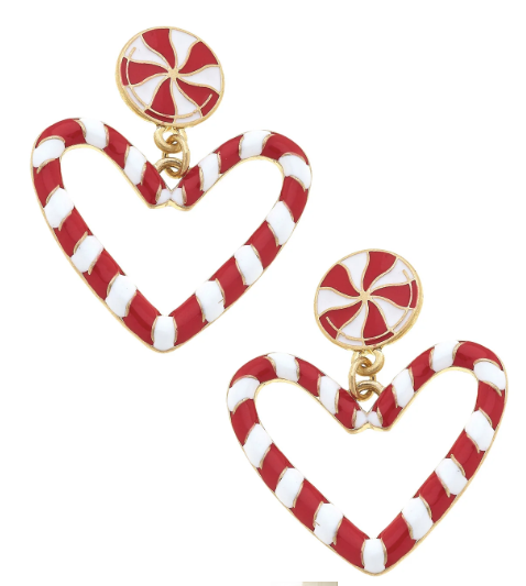 Candy Cane Hearts Earrings