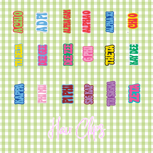 Sorority Hair Clips