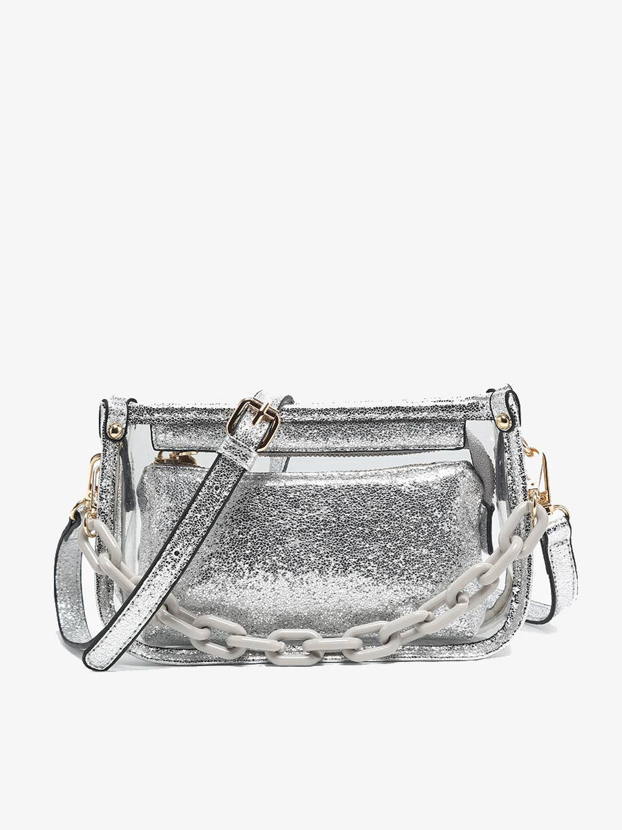 M2226CR Jessica Clear Crossbody w/ Chain: Orange