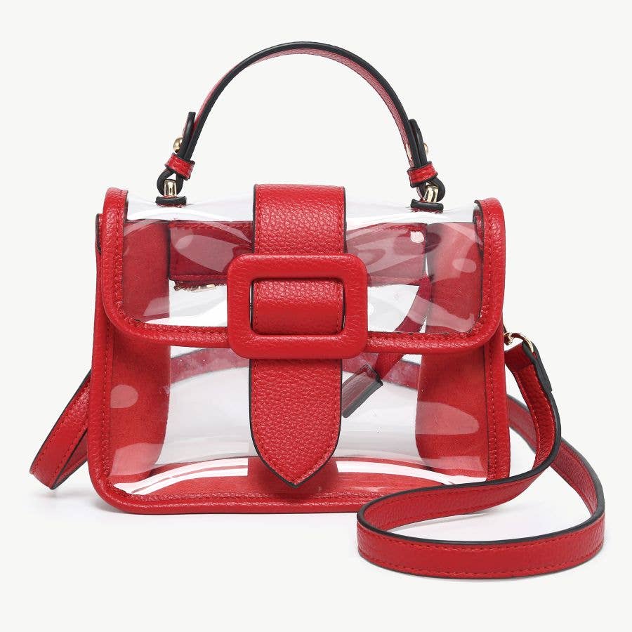 M2728 Toni Clear Flapover Crossbody Bag: Black