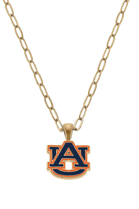 Auburn University Logo Enamel Pendant Necklace