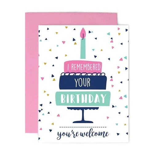 "I Remembered Your Birthday, You're Welcome" Greeting Card