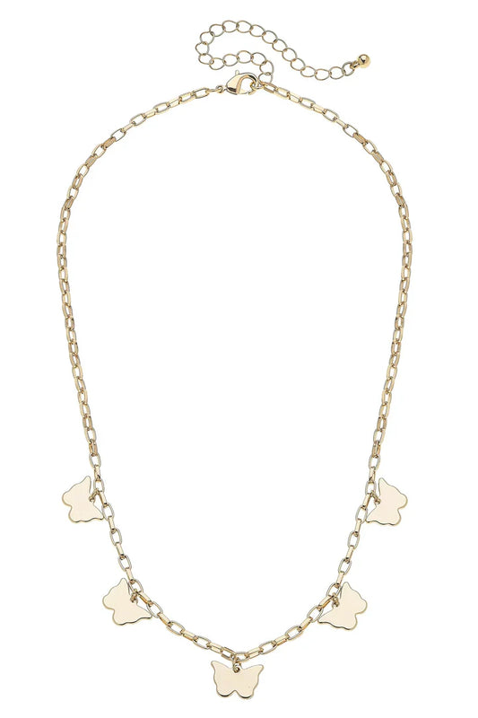 Canvas Butterfly Drip Necklace in Shiny Gold