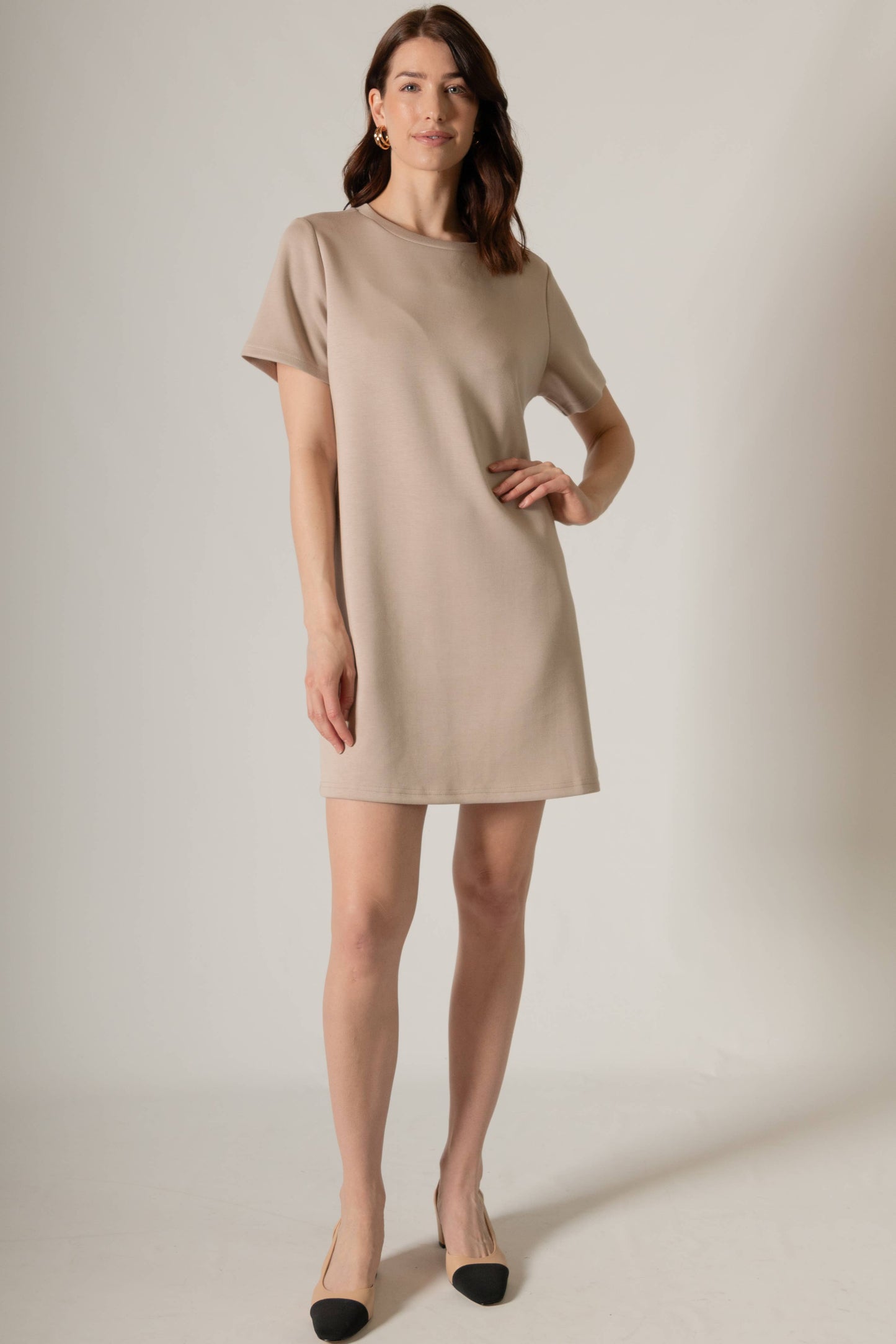 P. CILL Butter Modal Short Sleeve Dress: Navy / XS