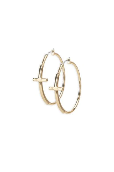 Laura Janelle Gold Large Cross Hoop Earrings
