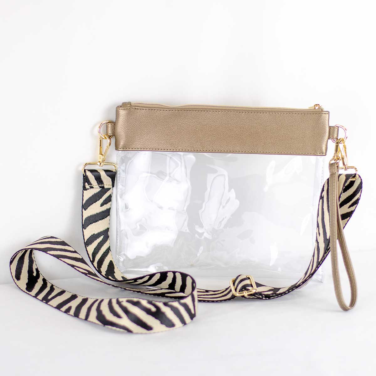 Michelle Clear Crossbody in Light Gold