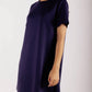 P. CILL Butter Modal Short Sleeve Dress: Navy / M