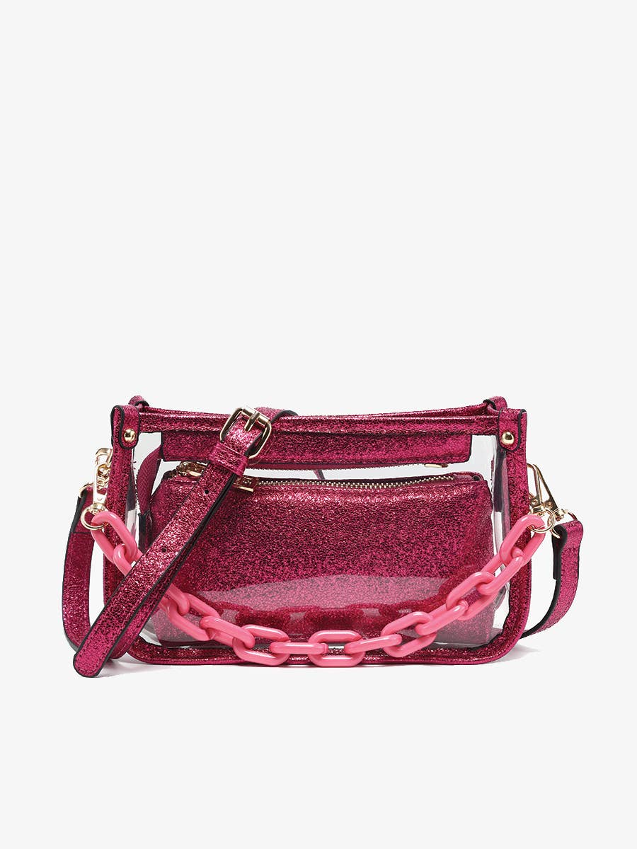 M2226CR Jessica Clear Crossbody w/ Chain: Orange