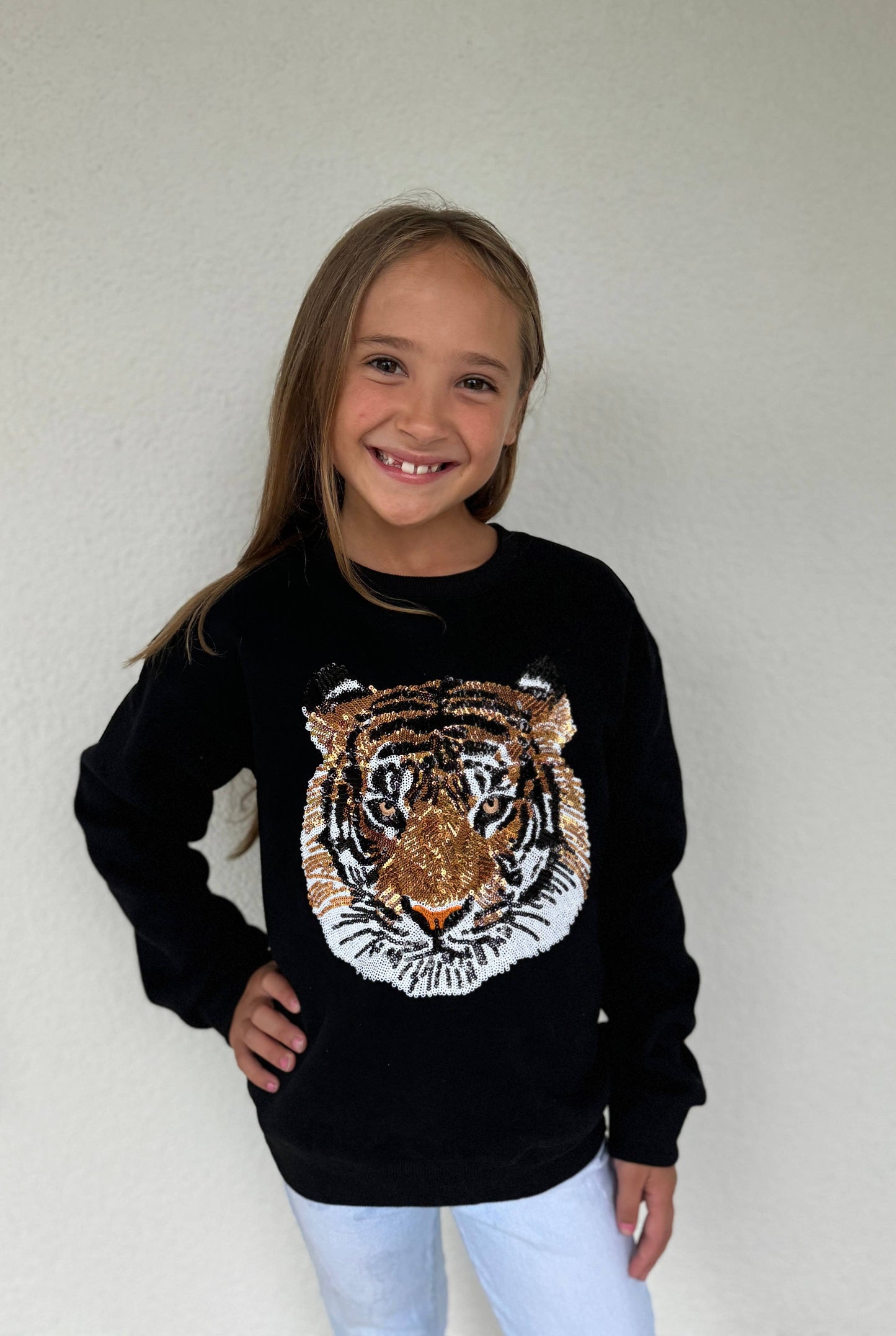 Youth Sequin Tiger Sweatshirt