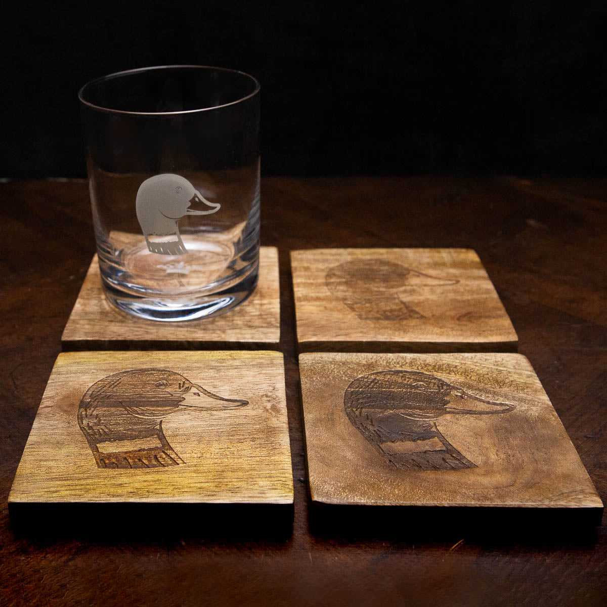 Etched Wood Coasters Natural 4x4