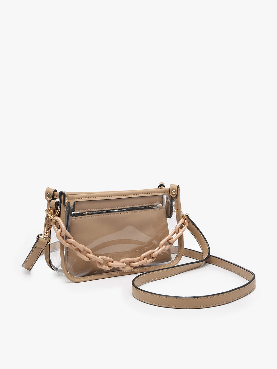 M2226CR Jessica Clear Crossbody w/ Chain: Orange