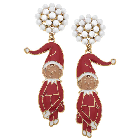 Red Vintage Elf Enamel Earrings