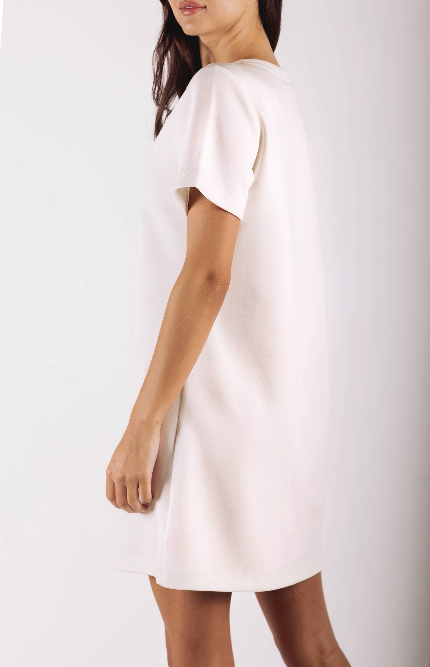 P. CILL Butter Modal Short Sleeve Dress: Navy / XS