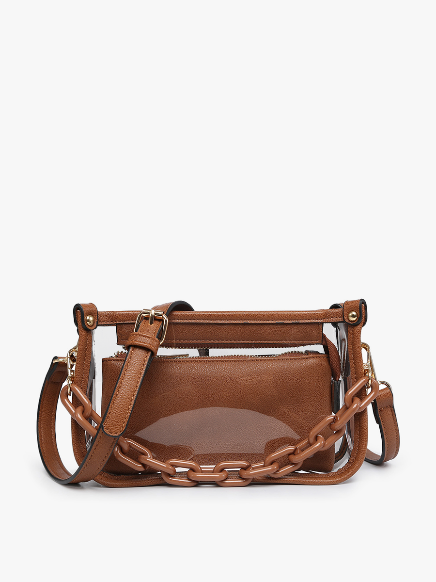 M2226CR Jessica Clear Crossbody w/ Chain: Orange