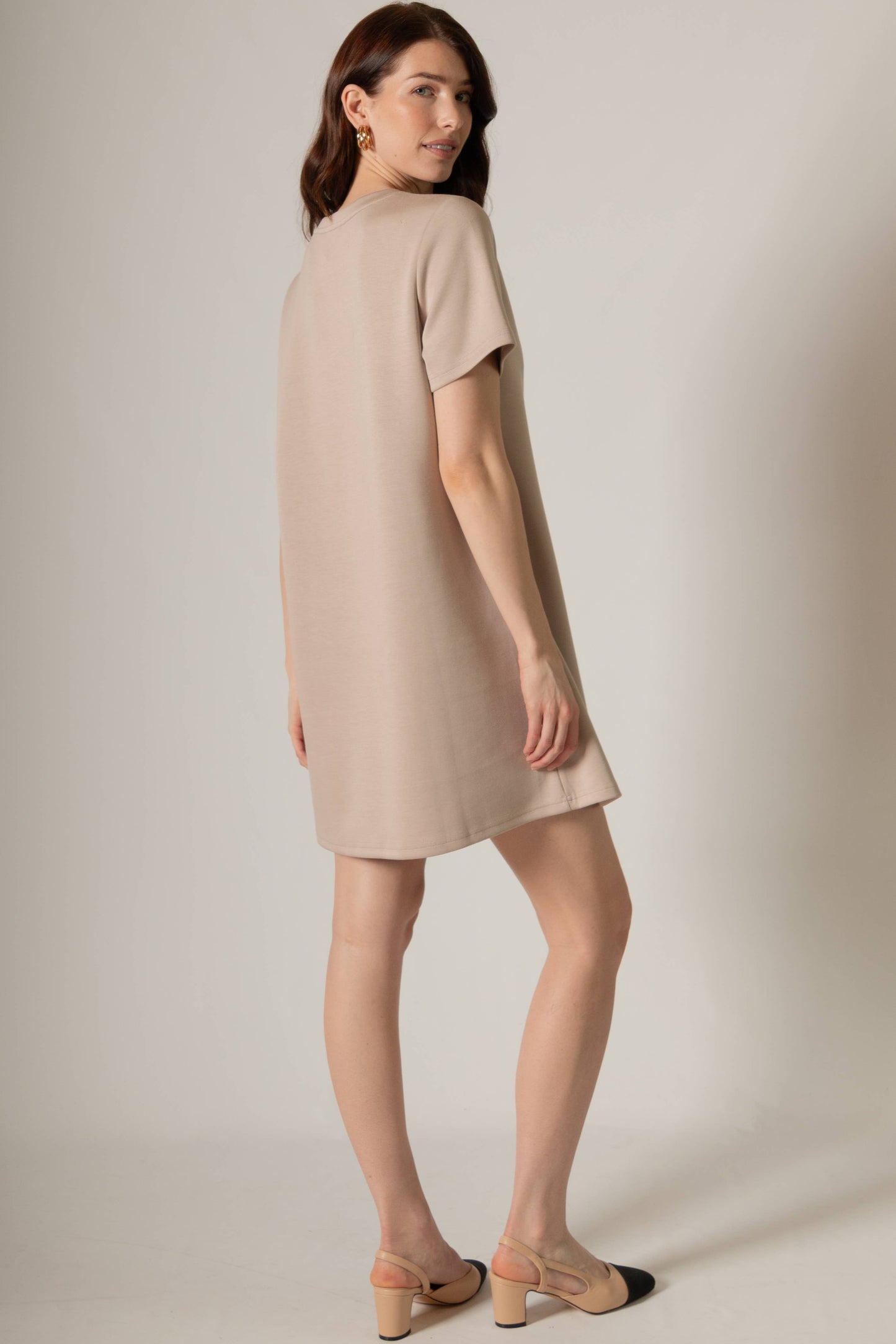 P. CILL Butter Modal Short Sleeve Dress: Navy / L
