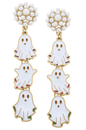 Halloween Enamel Triple Ghost Earrings