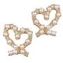 Laura Janelle Gold Pearl/Crystal Heart Studs