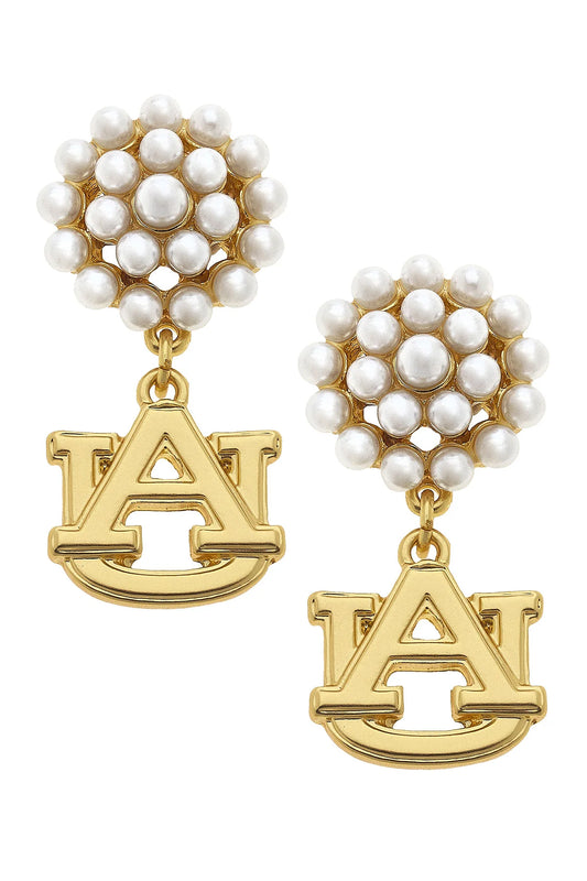 Auburn Tigers Pearl 24K Logo Earrings