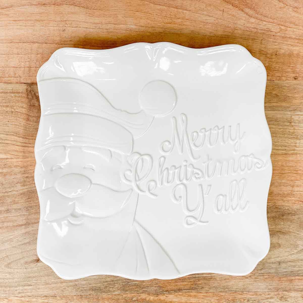 Merry Christmas Y'all White Embossed Square Platter